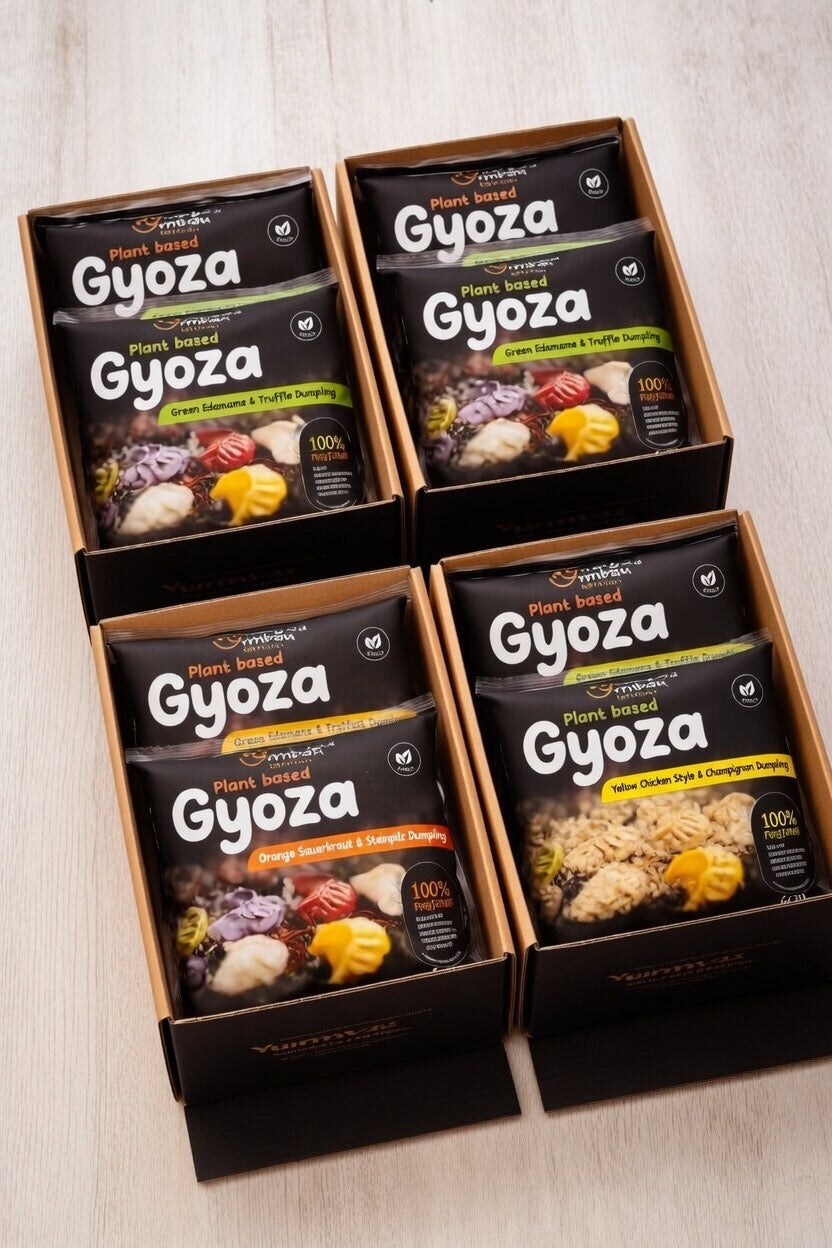 20 x Grüne Gyoza _ Edamame & Trüffel + 10 x Gelbe Gyoza _ Veggie Protein & Curry + 10x Orange Gyoza _ Sauerkraut & Steinpilz ( 40 Beutel x 600g)